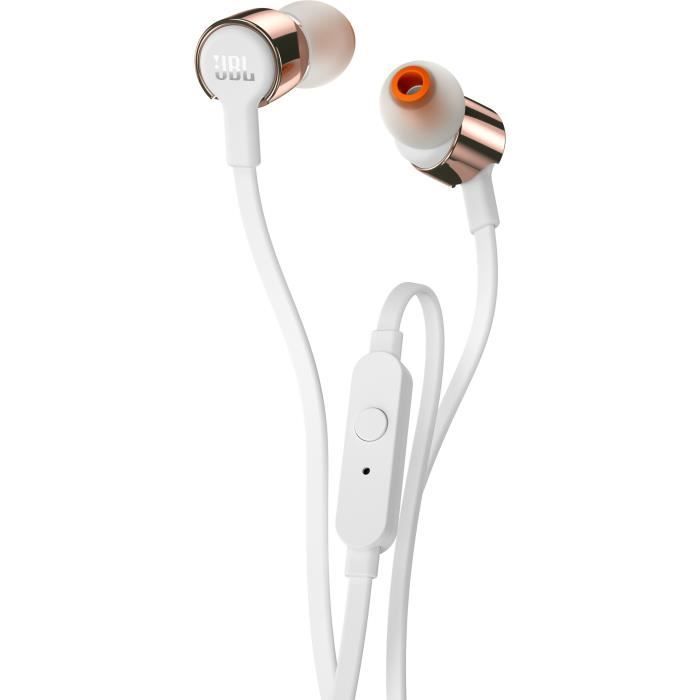 Auriculares Bluetooth intrauditivos con cable JBL T210RDG - Pure Bass - Oro rosa