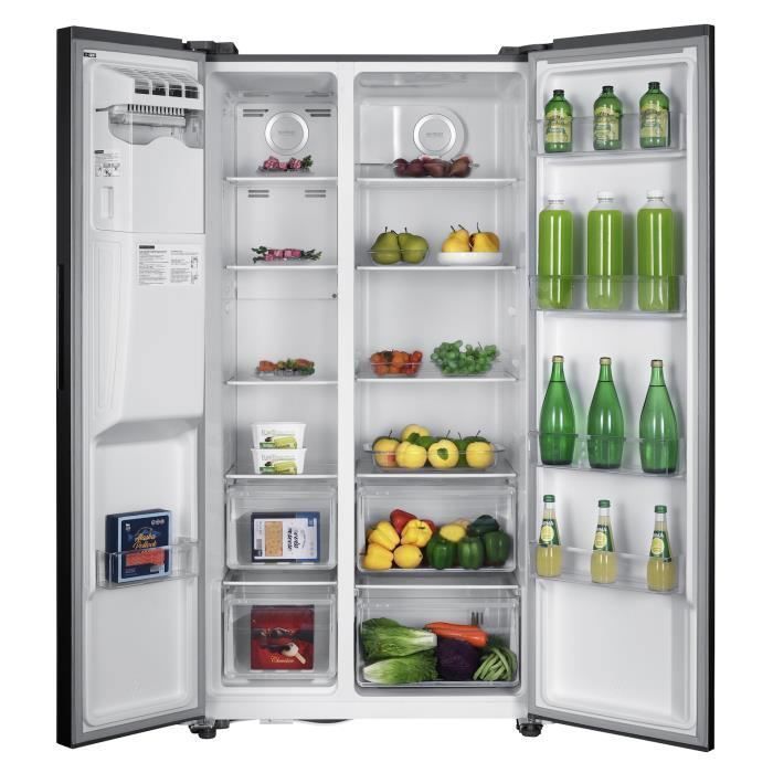 GEDTECH Réfrigérateur Américain GSBSA513IX Side by Side 513L - Distributeur d'eau et machine à glaçons automatique - Inox