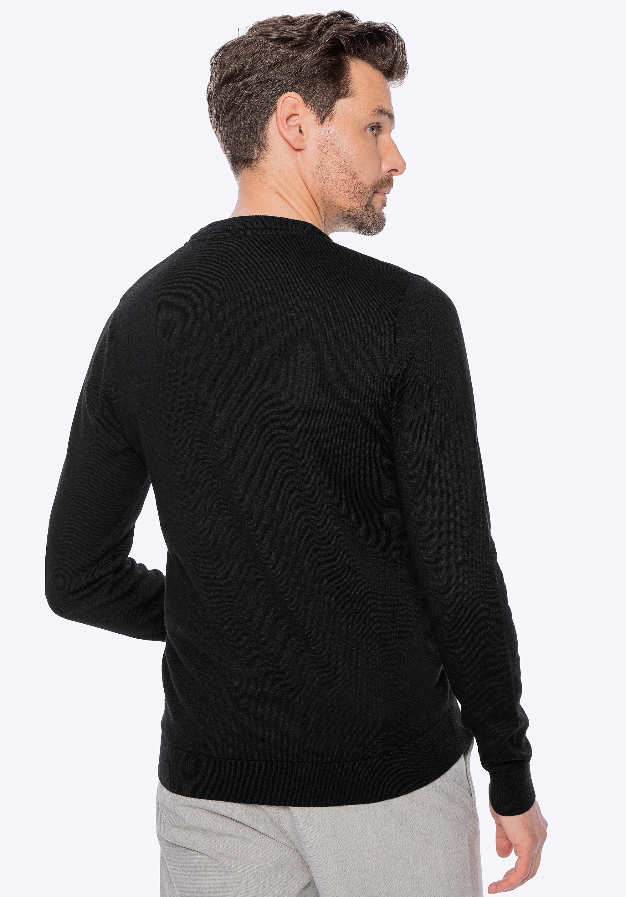 Sweter męski z bawełny z domieszką kaszmiru czarny