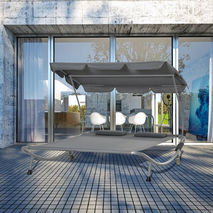 Outsunny - Aiuola da giardino - Metallo - 200x175x134 cm - Grigio
