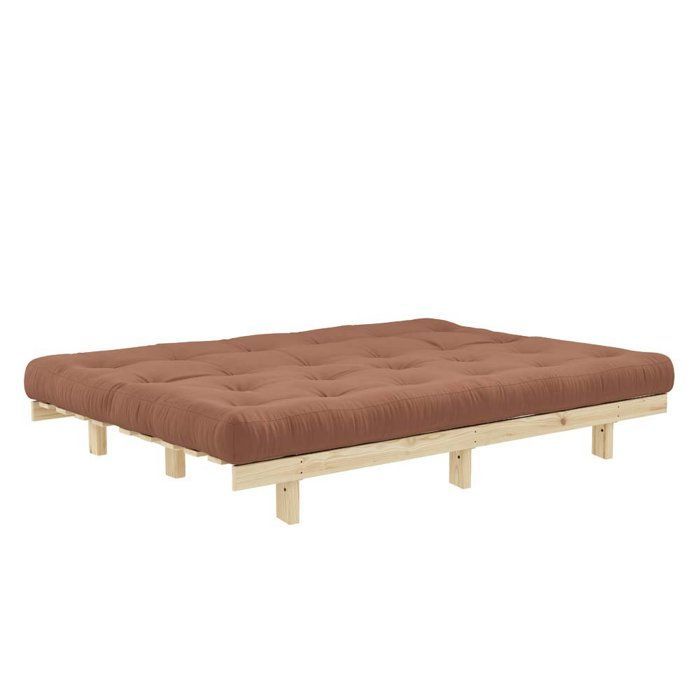 Banquette convertible futon LEAN bois de pin coloris brun argile 130x200 cm
