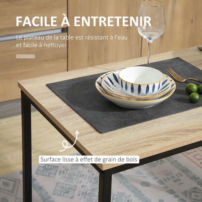HOMCOM - Juego de comedor de 3 piezas - Tablero de partículas clase E1 - 90x47x76cm - Madera natural