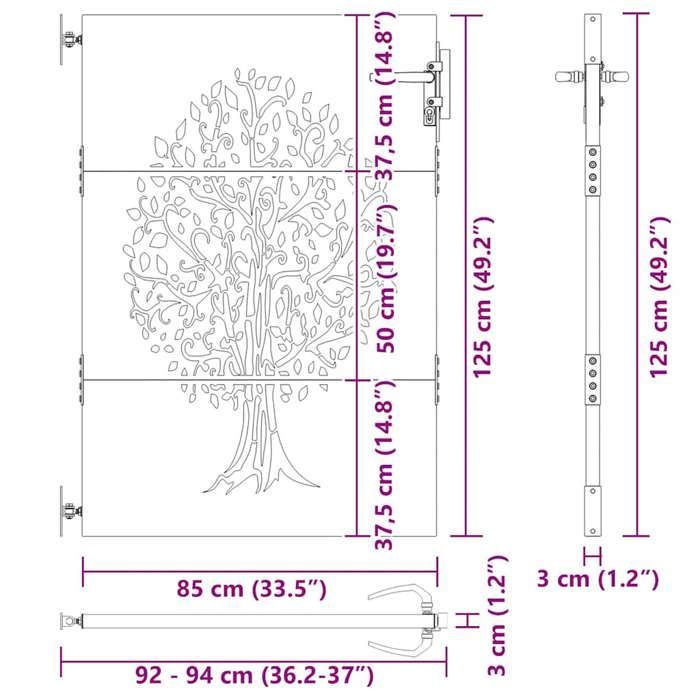 vidaXL Portail de Jardin, Portillon de Patio, Barrière de Sécurité, Porte d'Extérieure Terrasse, 85x125 cm Acier Corten 153210