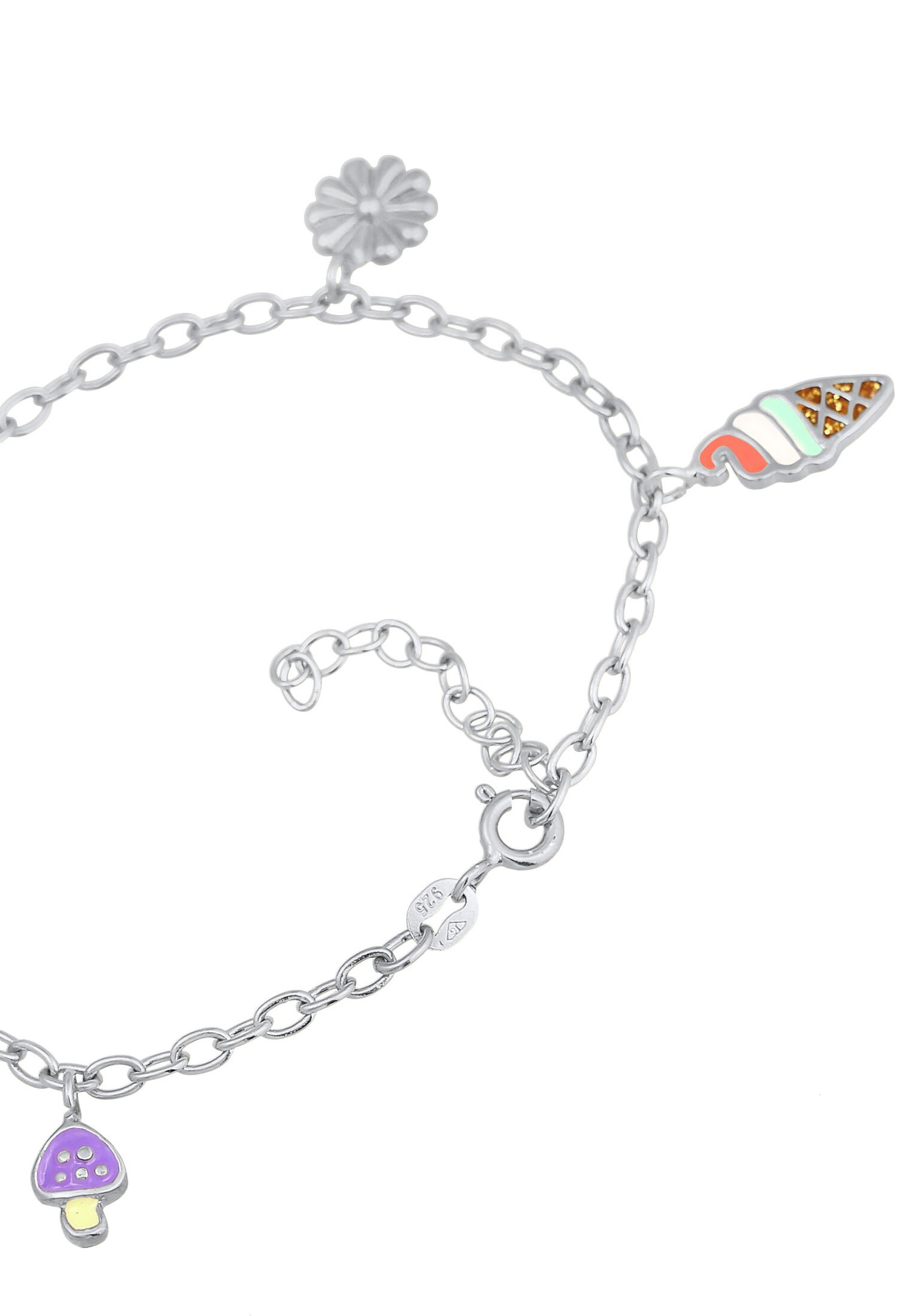 Elli Femmes avec Smiling face Fleur champignon Pendentif avec émail et cristal de verre en argent sterling 925