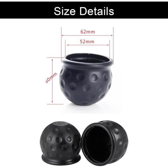 Cubierta para bola de enganche de remolque, cubierta para bola de enganche de coche, cubierta para bola de enganche de remolque, 50 mm, 2 piezas, negro