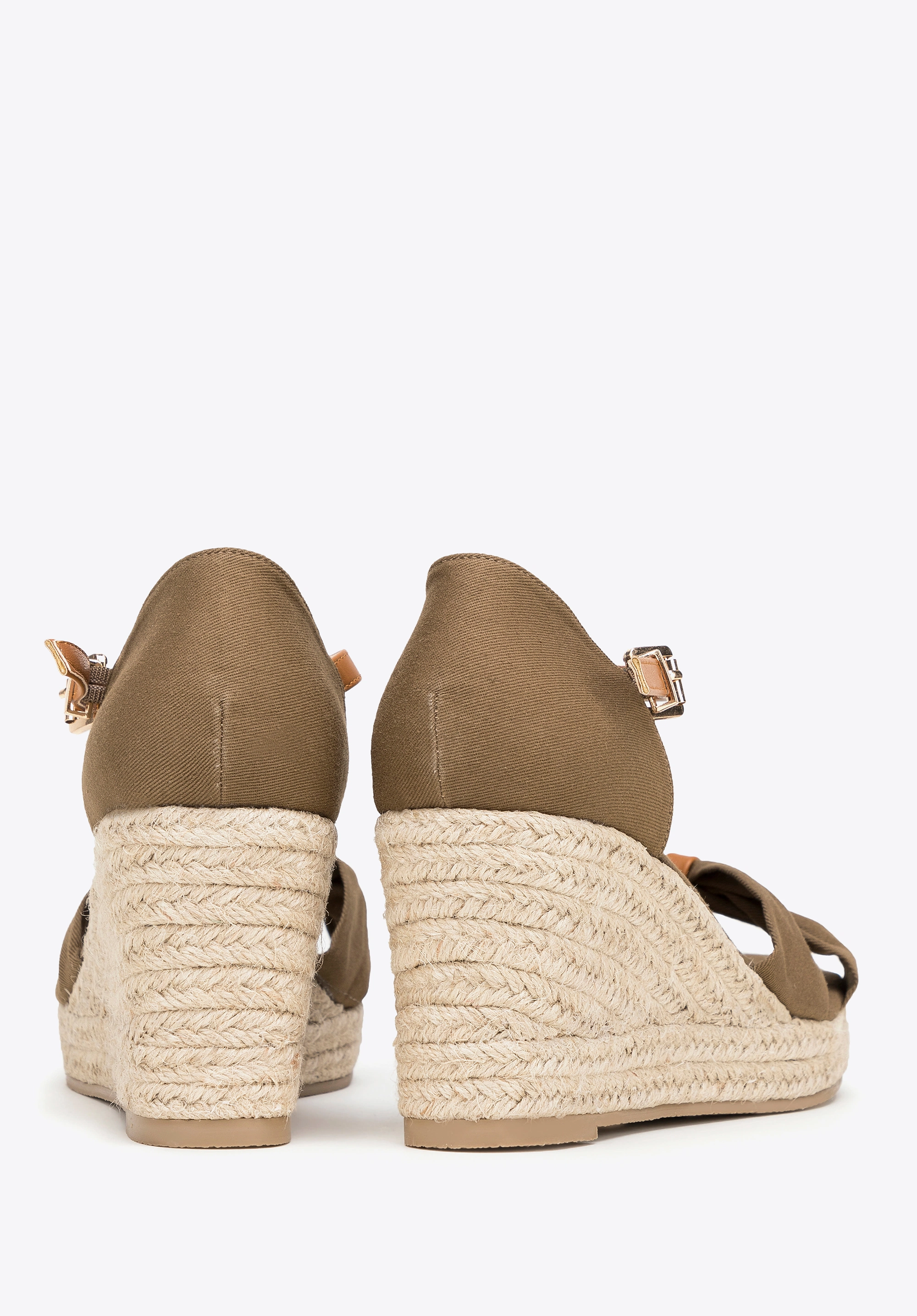 Damskie espadryle z kokardą z przodu khaki