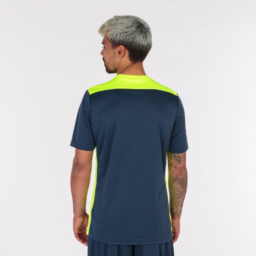 Camiseta Manga Corta Joma Championship Vi Marino Amarillo Flúor