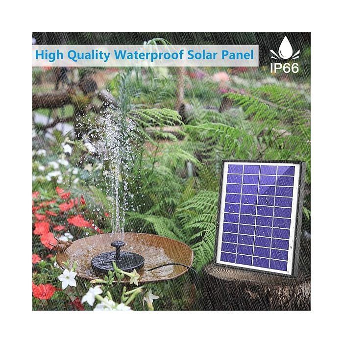 Fontaine Solaire 6,5 W Batterie 1500 mAh Pompe Solaire Bassin Améliorée avec 6 Styles de Fontaines pour Les Jardins, Bains
