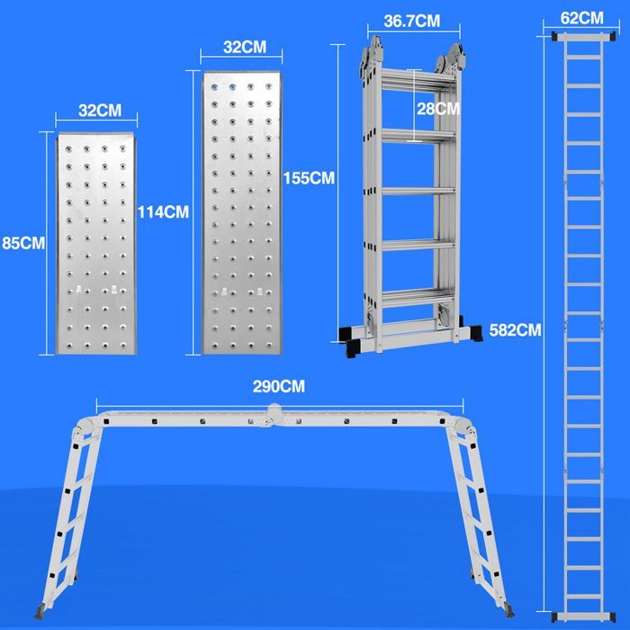 Yaskilosiu Echelle pliante Aluminium Echelle télescopique 4x5 580cm  Echelle multifonctionnelle  Echelle  domestique ECHELLE
