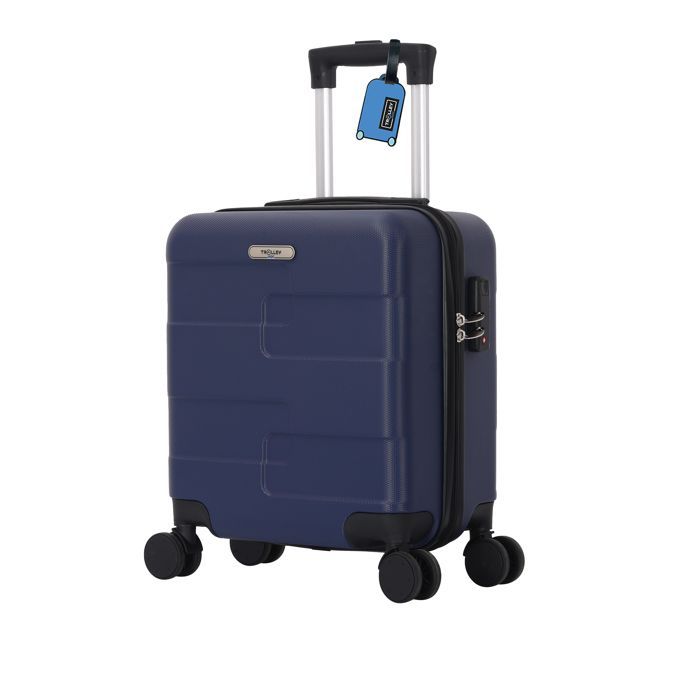 Valigia da cabina EasyJet 45x36x20 cm – ABS rigido e leggero – 4 ruote doppie girevoli – Blu – Carrello ADC – Etichetta per bagaglio inclusa