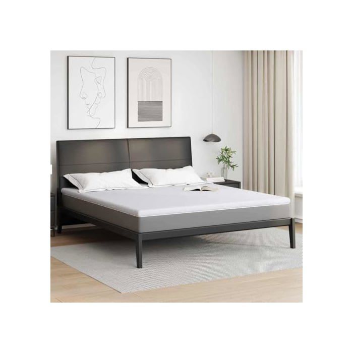 Matrasbeschermer van schuim - vidaXL - Wit - 200x200x6 cm - Jacquardstof - PU-schuim - Randondersteuning - Onderhoudsvriendelijk