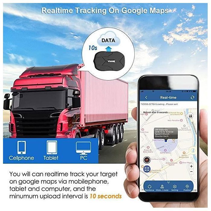 Localizador GPS TK905 4G resistente al agua para coches, sin suscripción, con seguimiento en tiempo real y función antirrobo.