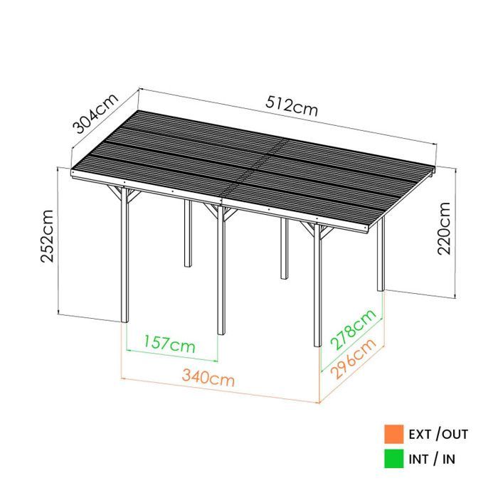 COCHERA DE MADERA PARA 1 COCHE 15,6 M²