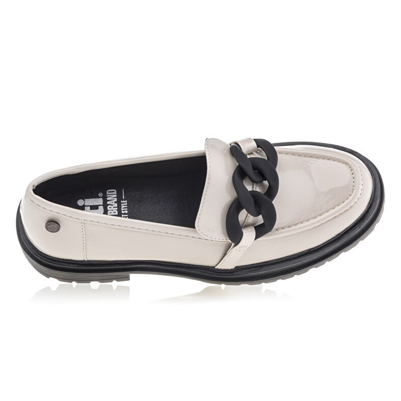 Beige loafers/bootschoenen voor dames