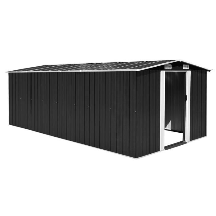 vidaXL Tuinschuur 257x489x181 cm Metaal Antraciet 143350