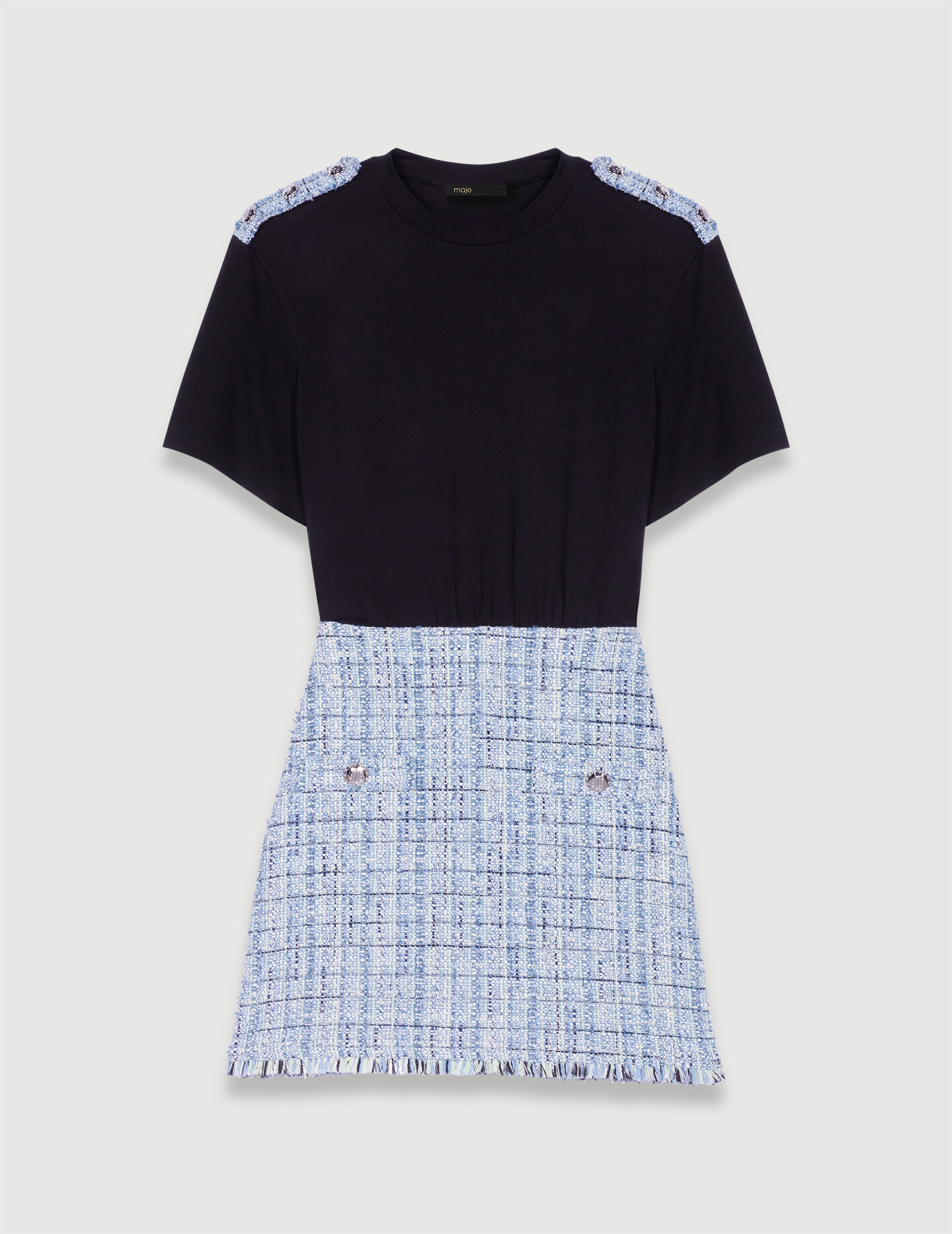 Rochie din tweed albastru deschis