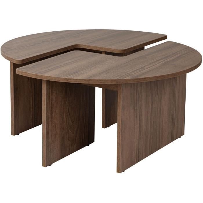 Tavolino da caffè - MOIRA - Rotondo - Noce - 90 x 90 x 41 cm