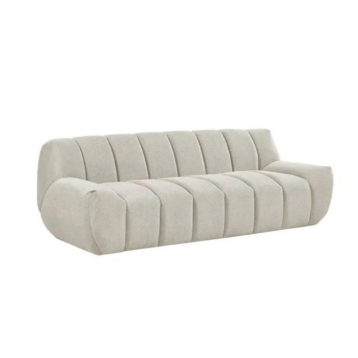 Sofá compacto de 4 lugares - CHARLES - Tecido bege creme - 230 x 98 x 78 cm