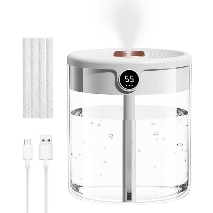 Humidificador de aire, humidificador duradero de 2 litros para dormitorio, oficina, difusor de plantas, blanco
