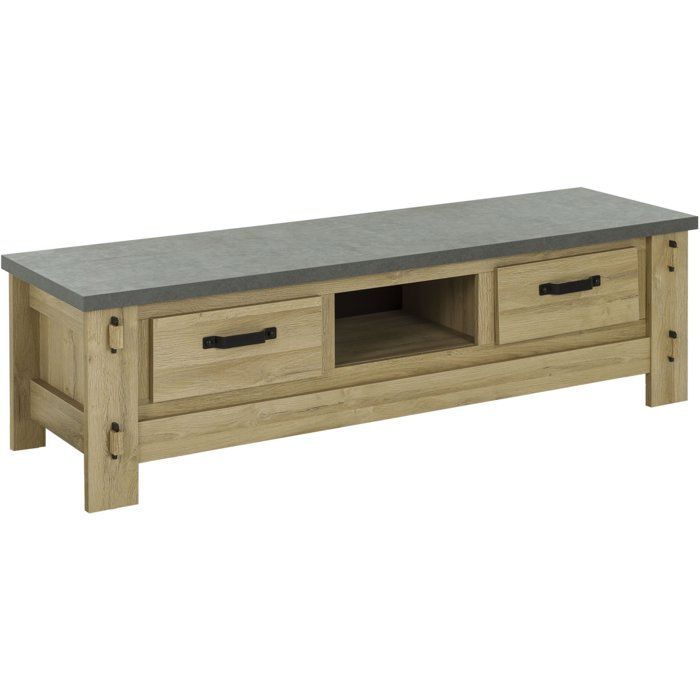 Mueble para TV BROCELIANDE – Acabado en roble claro – 172 × 50 × 49 cm – GAMI