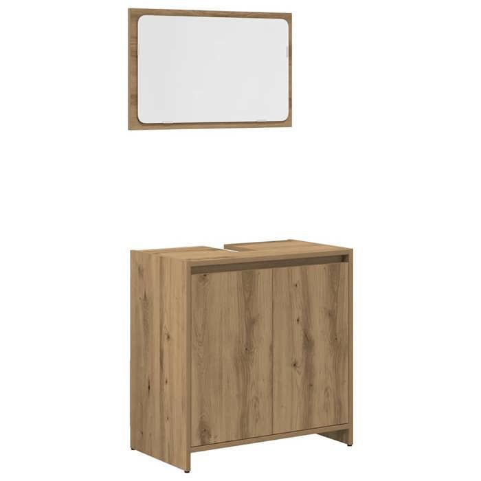 Badezimmermöbel-Set KALISSE – 4-teilig – Holzwerkstoff – Handgefertigte Eiche – Tragkraft: 60 kg