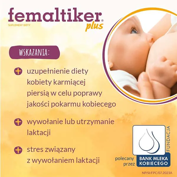 Femaltiker Plus, Suplement diety wspomagający laktację, Saszetki o smaku czekoladowym