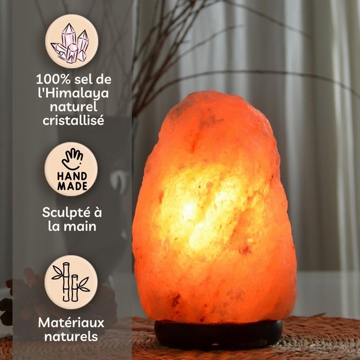 Himalayan Salt Lamp (4-6 kg) - 100% Natural Material - Hand-Carved - Cable and Bulb Included - Zen'Light