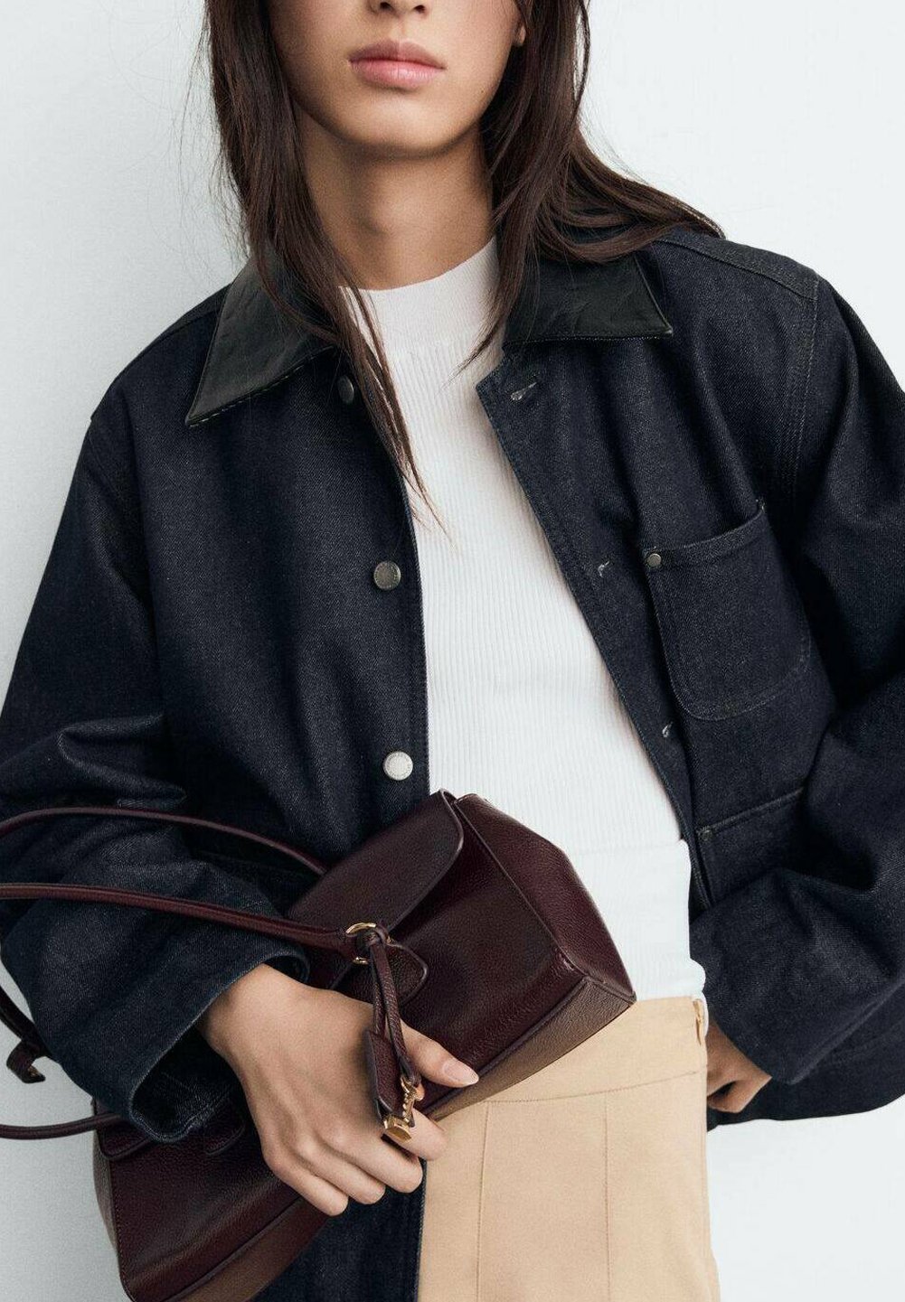 Kurtka Mango Denim - otwarta niebieska
