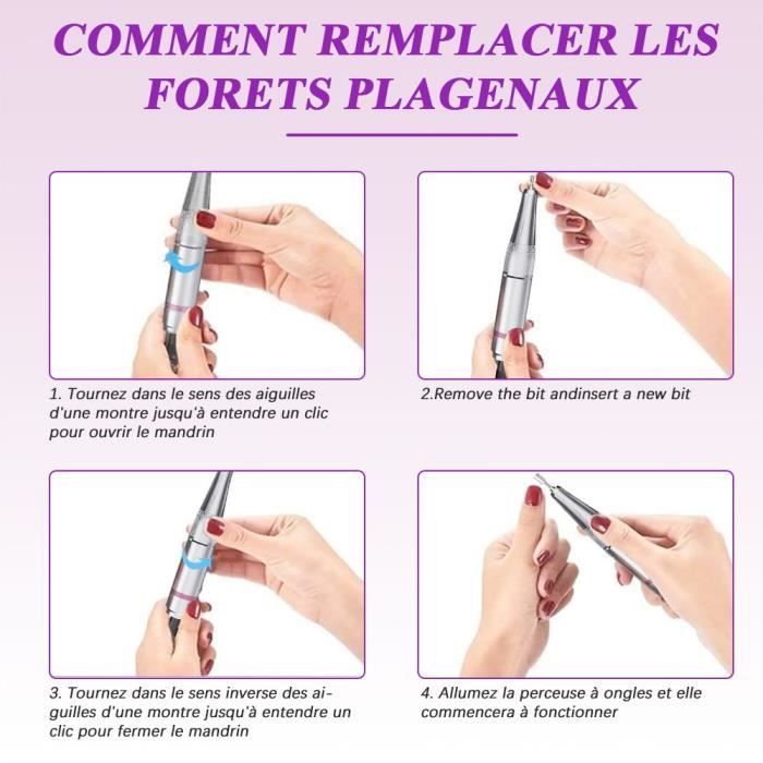 Professionel negleboremaskine - 35000 RPM manicureboremaskine - 2400mAh genopladelig - LED-display og 62 slibebits