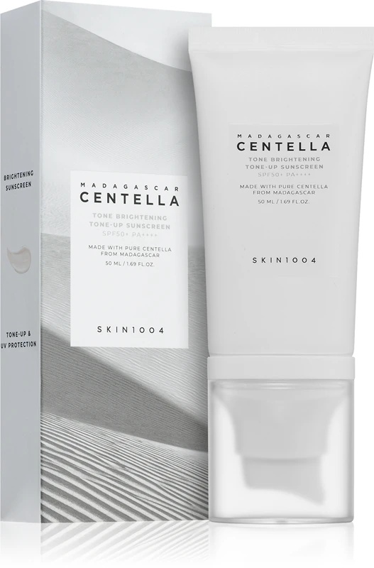 SKIN1004 Madagascar Centella Tone Brightening Tone-Up Заштитни тонирајући флуид за лице са кремом за сунчање са ефектом осветљавања
