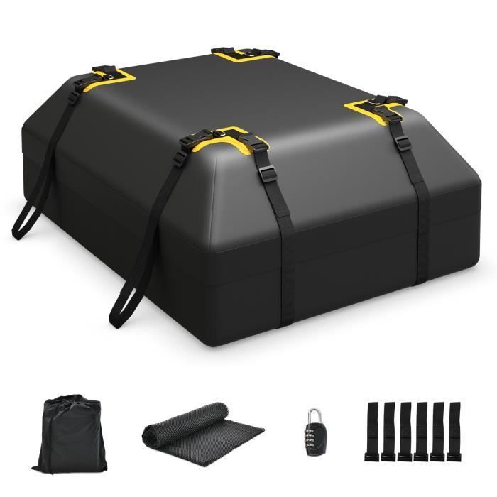Cofre de techo impermeable DREAMADE de 0,4 m³ con 12 correas, 6 ganchos para puertas y portaequipajes con cerradura de combinación.