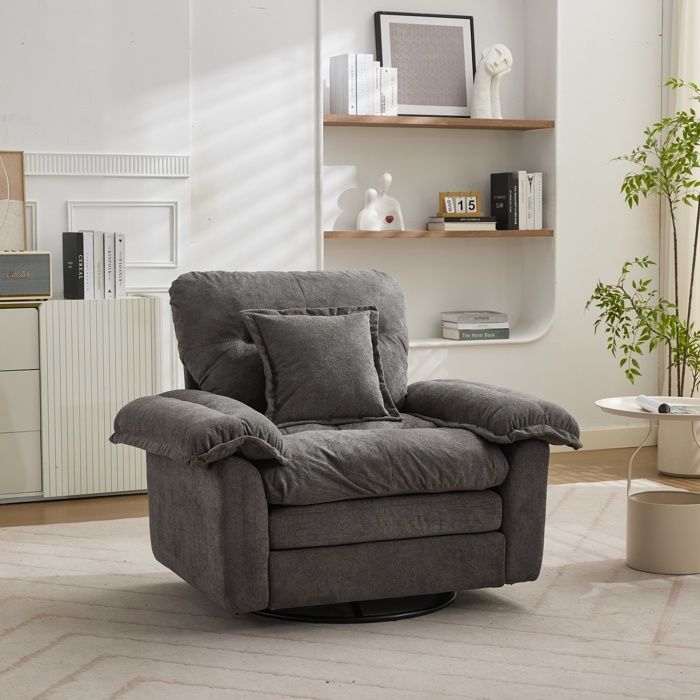 Canapé 2 Places et Fauteuil en Chenille Gris avec Mousse à Mémoire de Forme - Design Moderne - Salon - Dim: 160x87x73cm + 87x73x73cm