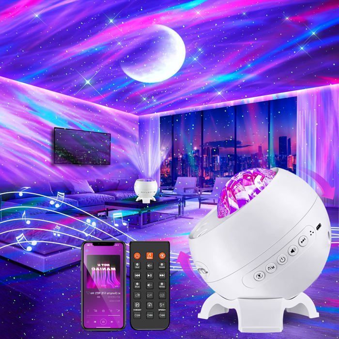 Proyector de cielo estrellado, luz nocturna de 180°, proyector de galaxia, Bluetooth, ruido blanco, luz nocturna para niños y adultos, control remoto.