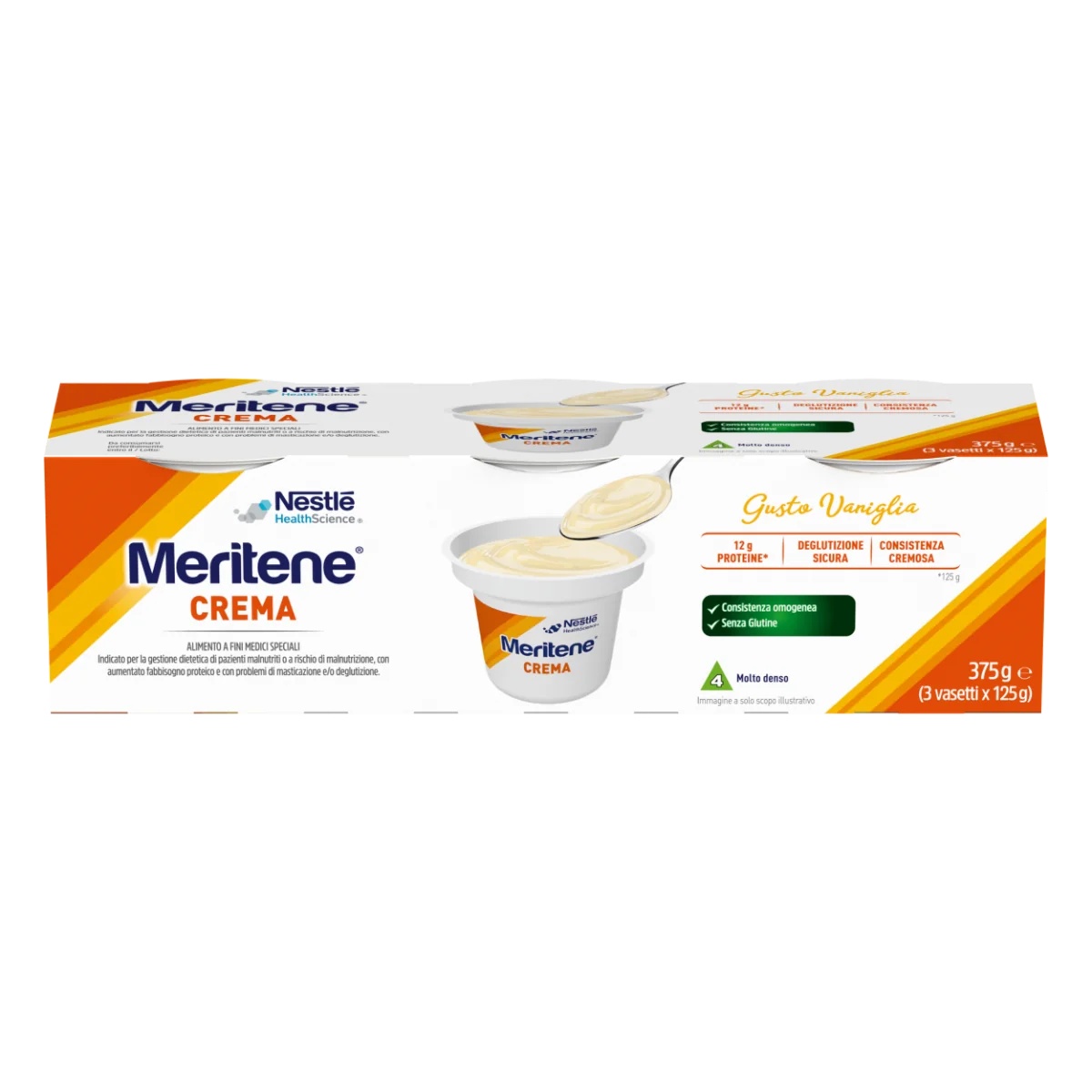 MERITENE Meritene Force et Vitalité Crème Vanille Dessert riche en protéines et en calories 3 x 125 g Crème riche en calories
