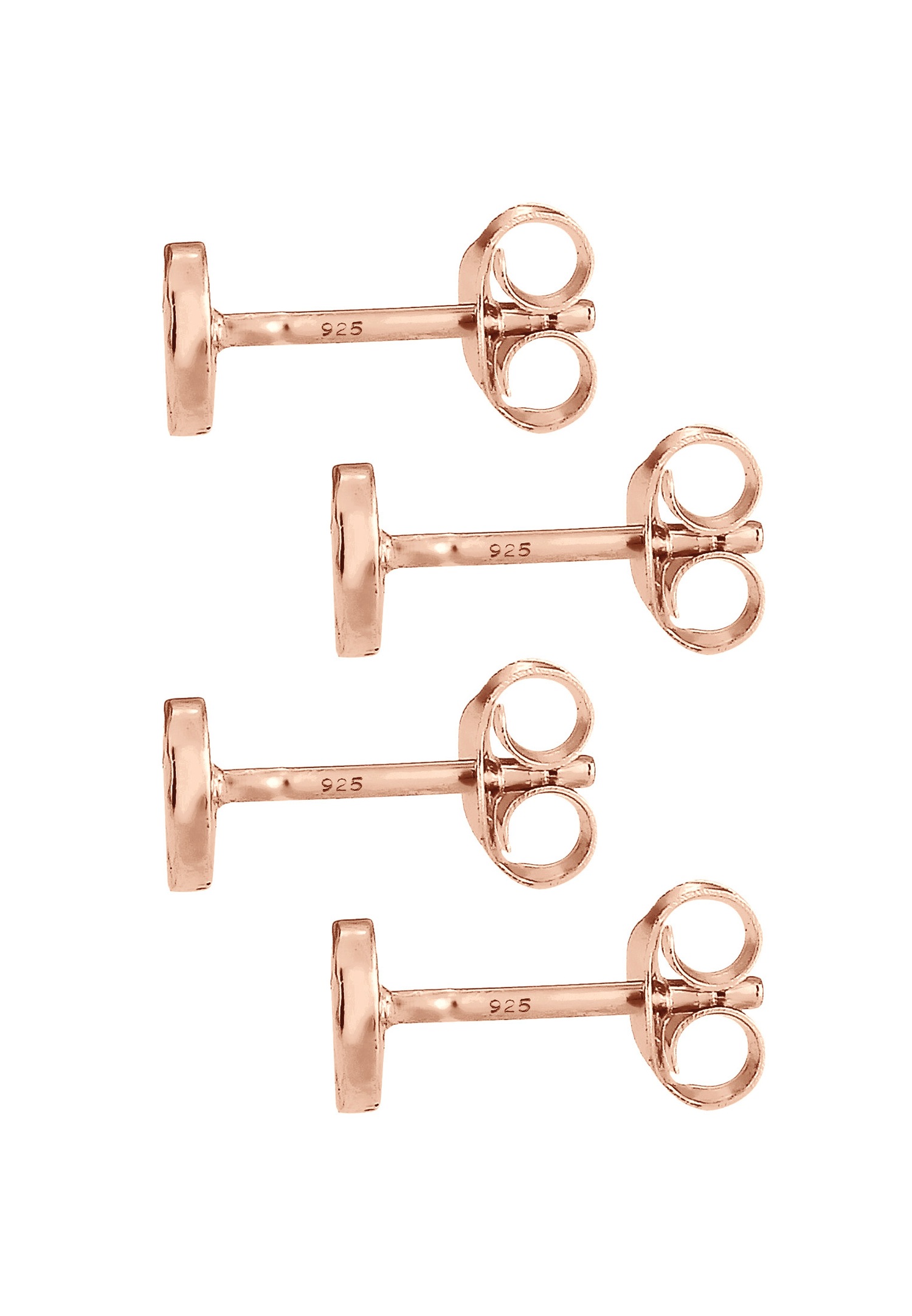 Elli Femmes Clous d'oreilles Set de 2 Martelées Brillantes en Argent Sterling 925