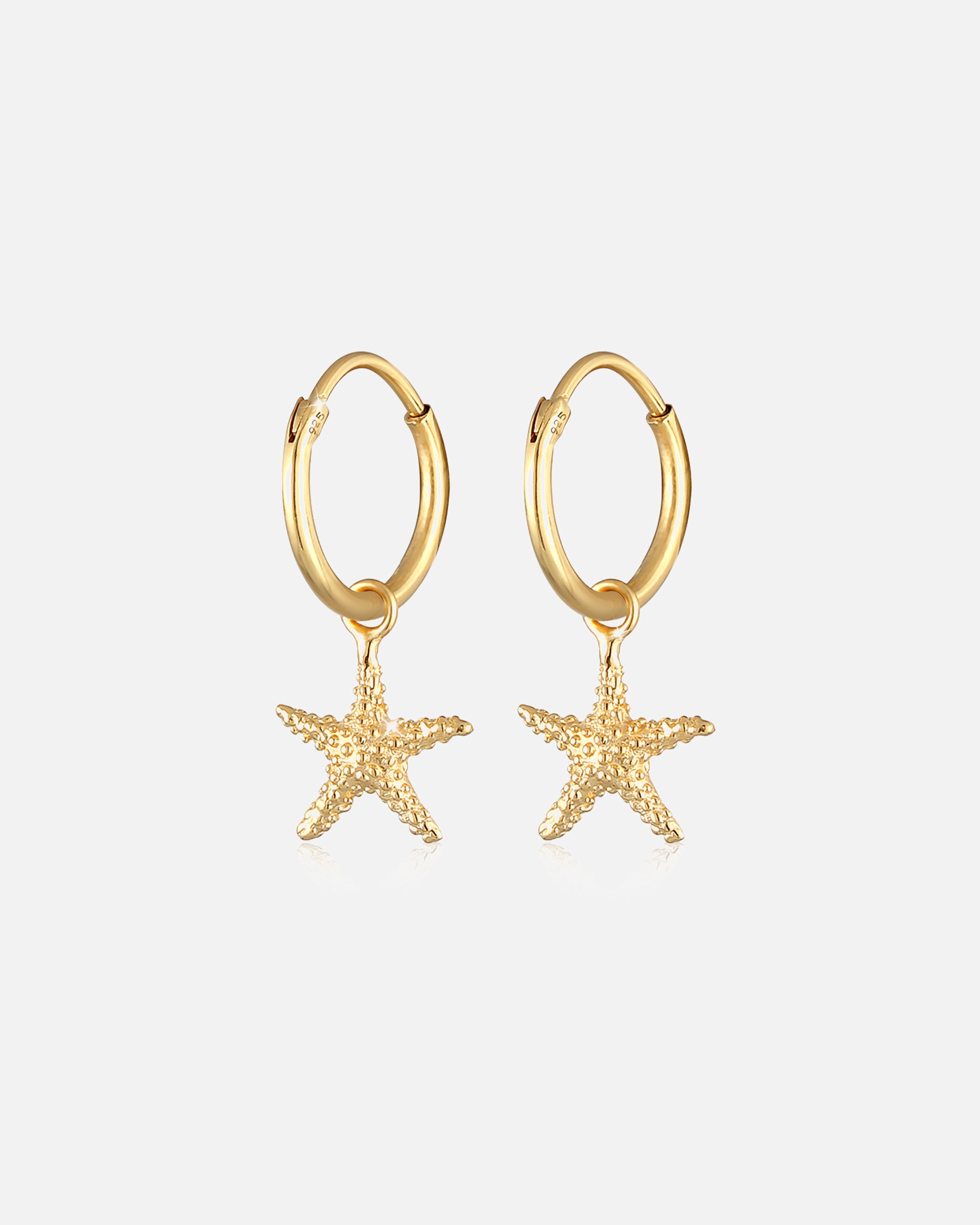 Elli Créoles Étoile de Mer Pendentifs Plage Été Trend Boucles d'Oreilles Femme - (925/1000) Argent