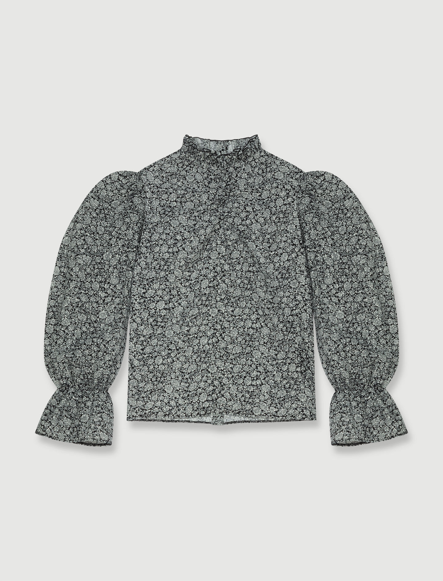 Blouse met bloemenprint - Zwart/Wit