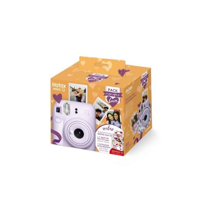 Appareil photo instantané Fujifilm Pack Iconique Love instax Mini 12 Violet + Pack de film 10 vues + Housse