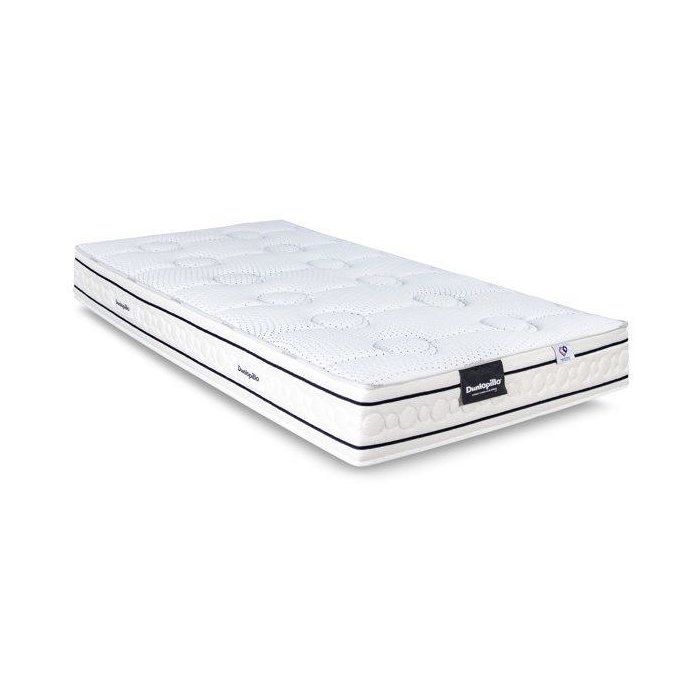 Ensemble matelas sommier  90x200 marque DUNLOPILLO Hauteur 21 cm - Latex - Aération -7 zones- Soutien Équilibré - Fabriqué en France