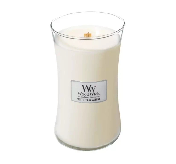 Woodwick Large Jar Candle świeca zapachowa White Tea & Jasmine 610g