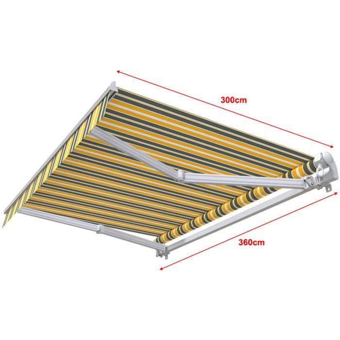 Store banne manuel 3,6 x 3 m Monobloc pour terrasse - Gris jaune