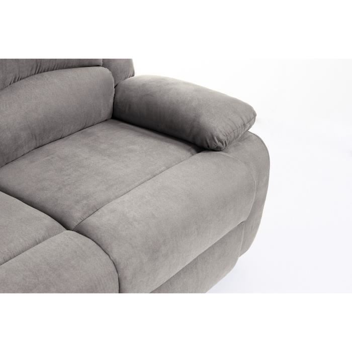 Sofá reclinable de 2 plazas LEO en microfibra - Gris - 143 x 93 x 96 cm - LOUNGITUDE