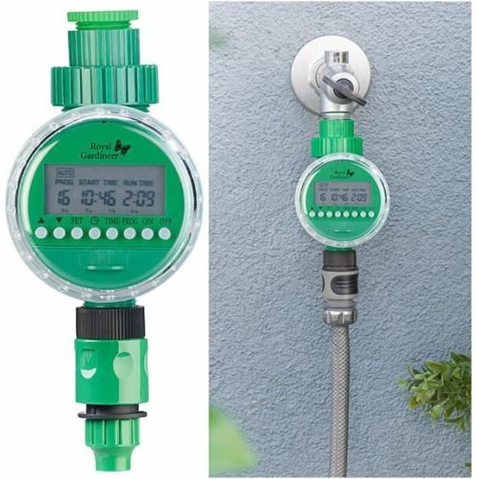 Programmateur d'arrosage électronique - Royal Gardineer - BWC-130 - 16 programmes - écran LCD