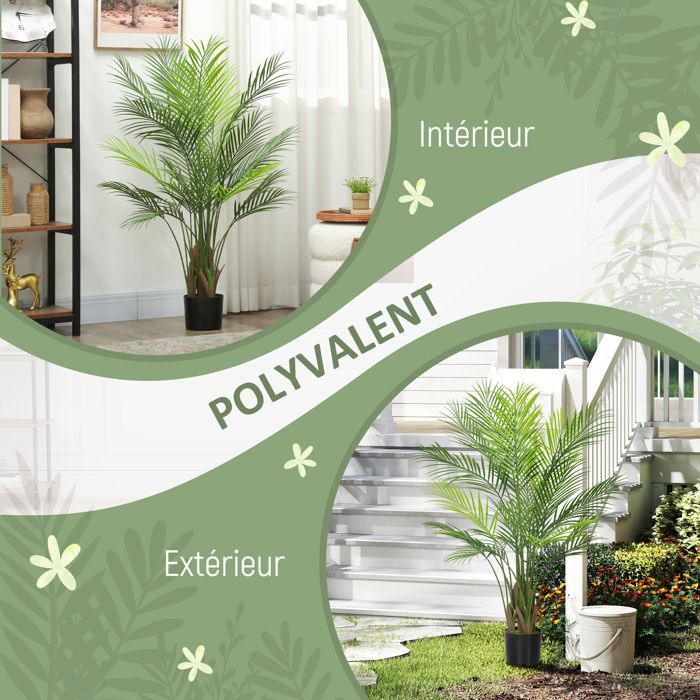Plante artificielle intérieure - HOMCOM - pot en plastique et flocage, 22 feuilles en PE - 120 cm - vert