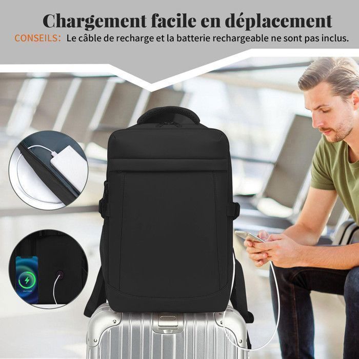 HAYAYU Sac à dos de voyage à cabine 40x20x25 cm, sac de voyage multifonctionnel pour affaires/voyages/travail quotidien/école