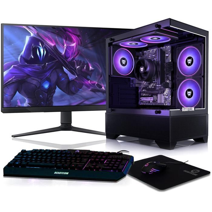 BEASTCOM Q3 Essential Gaming, PC da gaming completo, AMD Ryzen 5 4600G 6x4.20GHz, 4K Vega, 16 GB di RAM, SSD da 1 TB, WiFi, Win11