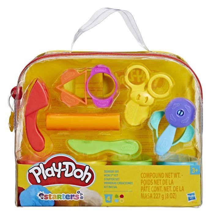 Play-Doh Mon 1er Kit, 9 accessoires avec étui de rangement et 4 pots de pâte à modeler, loisir créatif pour tout-petits, Dès 3 ans