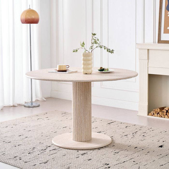 Mesa de comedor - Diseño moderno - Cilíndrica - MDF - Beige claro - 115x75cm