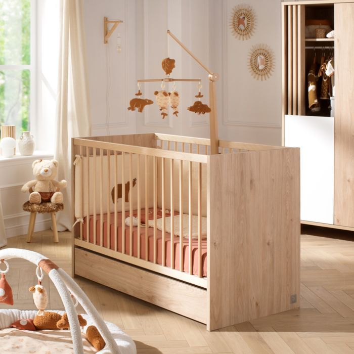 Juego completo de dormitorio para bebé, cuna y cambiador con separador - TOKIO
