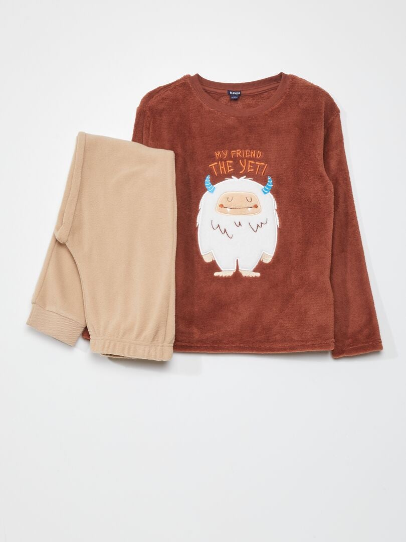 Conjunto de pijama com camiseta e calça - 2 peças - MARROM